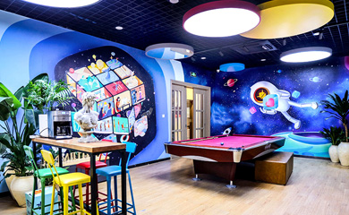 「高端办公室手绘墙」猩球时代